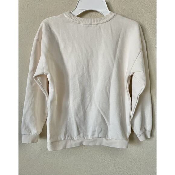 H&M Ivory Flip Sequin Reindeer Tassel Pullover Fleece Sweatshirt Size 8-10Y - Picture 5 of 6